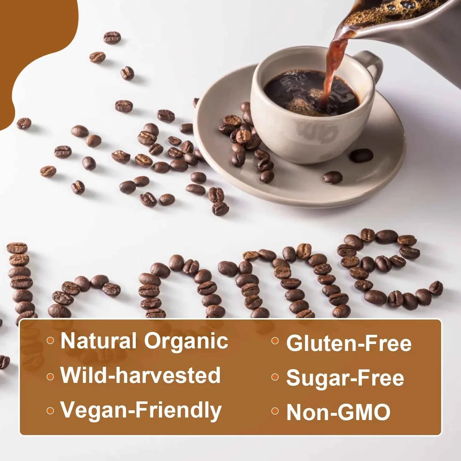 Mushroom Coffee Mixed Reishi & Lion's Mane Mushrooms Support Immunity and Focus Health Boost Memory 10 in 1